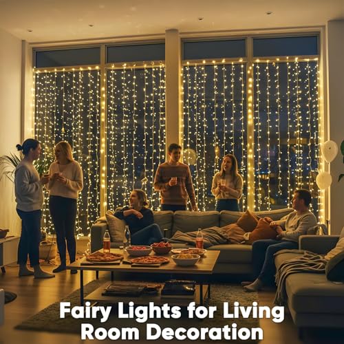 suddus 900 LED Christmas String Lights Outdoor, 9.8x29.5ft Curtain Lights Plug in with Remote,Wall Hanging Lights for Christmas,Dorm,Wall,Window,Wedding,Party,Birthday Decor,Warm White - color: Warm White, size: 900 LED