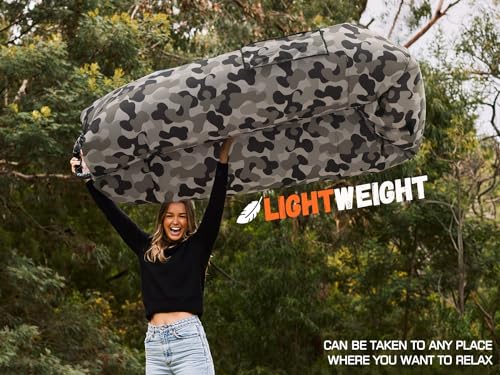 WEKAPO Inflatable Couch Air Lounger Chair - Camping & Beach Accessories, Portable Blow up Sofa for Hiking, Lawn, Indoor/Outdoor Movies & Music Festivals. Lightweight and Easy to Set Up Air Hammock - color: Camo