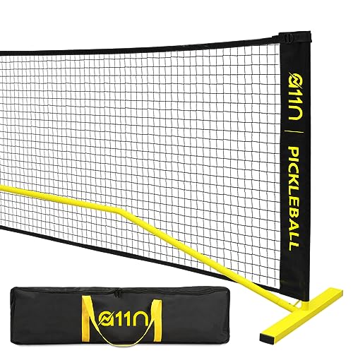 A11N SPORTS Designed for All Weather Conditions with Steady Metal Frame and Strong PE Net, Regulation Size Net with Carrying Bag- 22’ Wide x 36” Tall, Indoor/Outdoor Use - color: Yellow