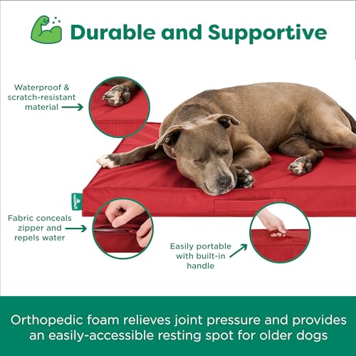 Grid Indoor-Outdoor Deluxe Mattress Pet Bed, Red, JumboPlus - color: Red, size: JumboPlus
