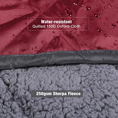REDCAMP 79"x79" Winter Outdoor Blanket with Sherpa Lining, Waterproof & Windproof Cold Weather Blankets, Extra Thick Warm Blanket for Camping Stadium Car Dog, Machine Washable Portable Red - color: Red/79''x79''