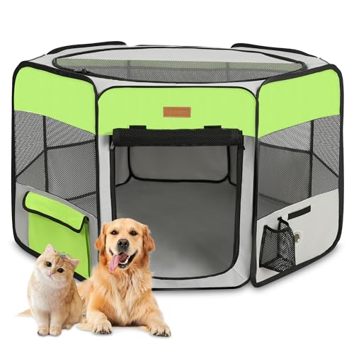 Dog Playpen, Portable Pet Play Pen for Cat, Puppies, Rabbits, Chickens, Foldable Large-Capacity Pet Tent for Indoor/Outdoor Travel Camping Green - color: Green, size: Medium