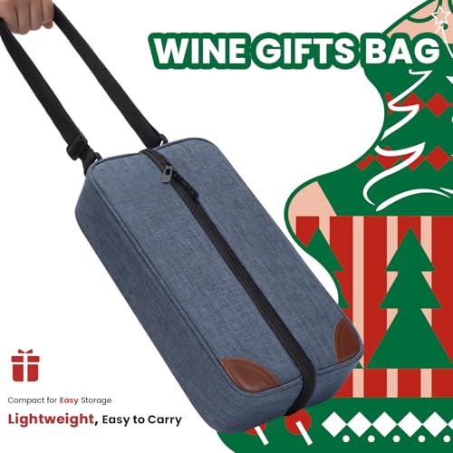 ALLCAMP Wine Bag - Insulated Cooler Bag with Wine Glasses, Bottle Opener & Wine Accessories for Wine Lovers - Portable Wine Gift Bag for Travel, Picnics, and Gift Ideas(Blue) - color: Blue, size: 1 Bottle