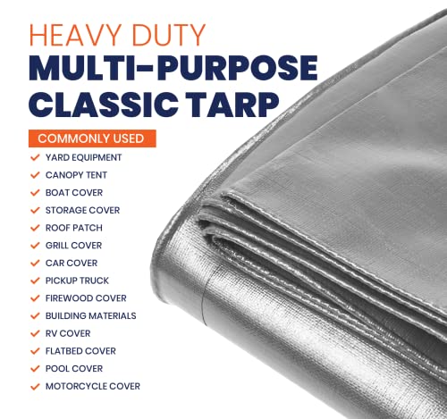 Heavy Duty 7 Mil Tarp Cover, Waterproof, UV Resistant, Rip and Tear Proof, Poly Tarpaulin with Reinforced Edges for Roof, Camping, Patio, Pool Cover, Boat (Silver/Black 6′ X 8′) - color: Silver/Black-7 Mil, size: 6′ X 8′