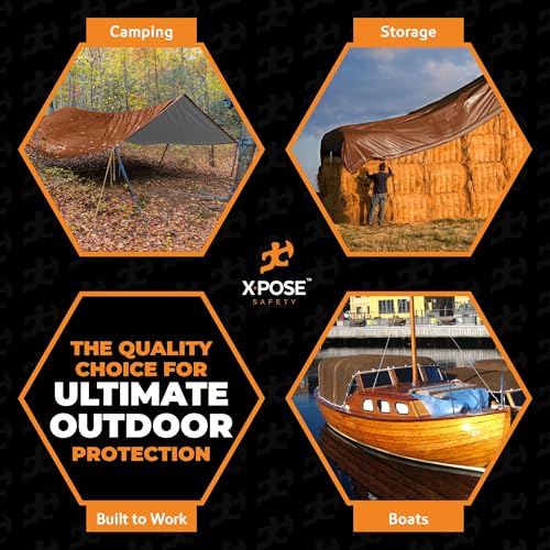 Xpose Safety 5' x 7' Ultra Heavy Duty Tarp (2-Pack) - 20 Mil Waterproof Tarps for Camping, Outdoor Adventures & Tent Cover, UV Protection, Reinforced Corners, All-Weather Durability - size: 5' x 7' (2 Pack)