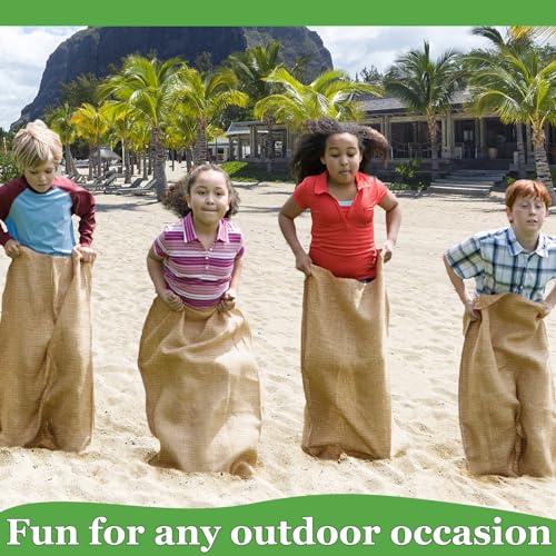 CWLAKON 6 Pack Large Burlap Potato Sack Race Bags for Kids Adults, Field Day Family Reunion 4th of July Easter Halloween Game, Outdoor Camping Picnic Birthday Party Outside Yard Lawn Carnival Games - size: Pack of 6 Burlap
