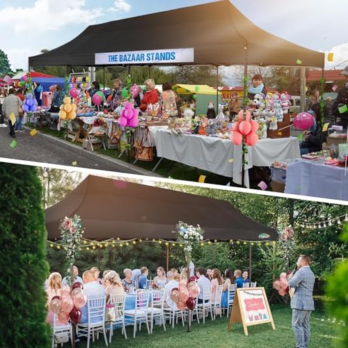 COBIZI 10x30 Pop Up Canopy Tent Heavy Duty with 8 Removable Sidewalls, Commercial Portable Tents for Parties Ez Up Canopy All-Weather Windproof & Waterproof and UPF 80+ Wedding Tent Sun Shelter - color: Night Black, size: 10x30FT