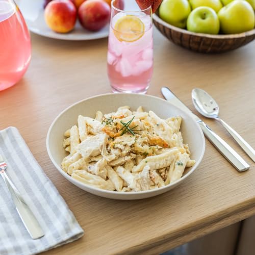 Grow Forward Premium Wheat Straw Pasta Bowls - 42oz Unbreakable Wide & Shallow Dinner Plate Bowls Set of 6 - Microwave Safe Reusable Plastic Pasta Bowls for Kids, Adults, Salad, Camping, RV - Sahara - color: Sahara Beige, size: 42oz