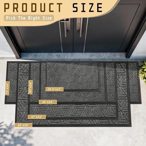 Yimobra Large Door Mat 36x24, All-Weather Waterproof Non-Slip Welcome Matt Outdoor, Heavy Duty Non Slip Doormat for Entryway for Patio and Garage Indoor, Easy Clean, Mix Grey - color: Mix Grey, size: 36x24 Inch