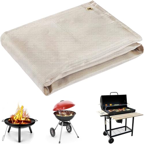 39''x39'' Fire Pit Mat - Fireproof Mat for Fire Pit, Wood Deck Insulation, Camping BBQ - Temperature Resistant Fiberglass Fire Blanket for Outside Indoor Lawn Protection