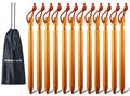 12 Pack Tent Stakes, 7075 Ground Metal Camping Aluminum Tent Pegs, Lightweight Tent Stakes Heavy Duty Spikes Camping Accessories - color: Apricot Orange
