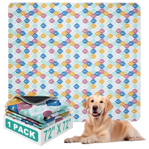 Washable Pee Pads for Dogs, Stylish Absorbent Reusable Training Dog Pads, Non-Slip and Leak-Proof Puppy Pads, Potty Pads for Crates, Whelping, Playpen, Bed and Floors, Bohemian Pattern 72" x72" - color: Colorful, size: 72" x 72" 1PACK