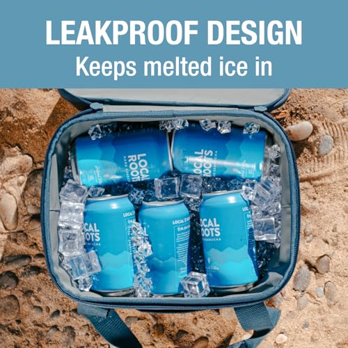 CleverMade Pacifica Collapsible Cooler Bag – Small Portable Cooler Bag for Travel, Foldable Insulated Cooler for Beach, Picnic & Road Trips, Holds Up to 18 Cans, Leakproof Soft Carry Cooler - Ocean - color: Ocean Cognac, size: Small
