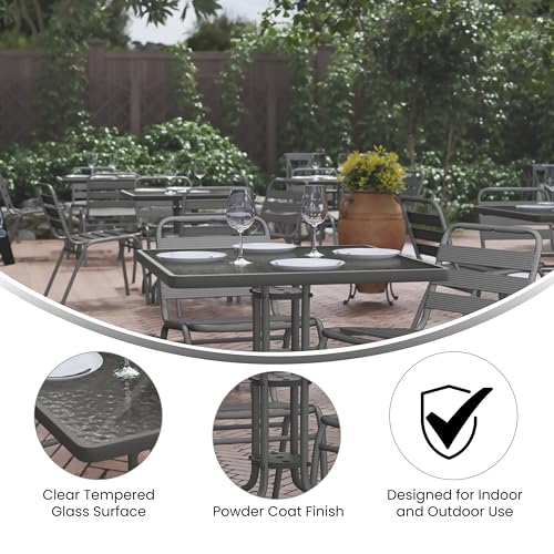 Flash Furniture Barker 31.5'' Square Tempered Glass Metal Table, Silver - color: Clear Top/Silver Frame, size: 31.5" Square