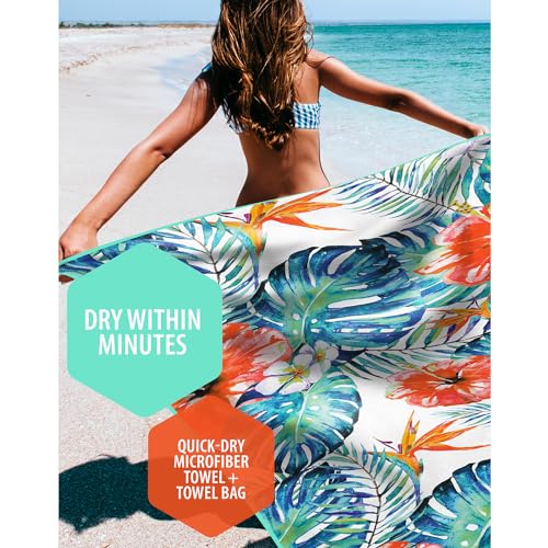 VENTURE 4TH Microfiber Beach Towel: Quick-Dry, Compact, Sand-Free, Absorbent, Sandproof and Lightweight - Perfect for Camping, Beach, and Roadtrips (Tropical Heat Design | 35x78 inches) - color: Tropical Heat, size: Extra Large (78" x 35")