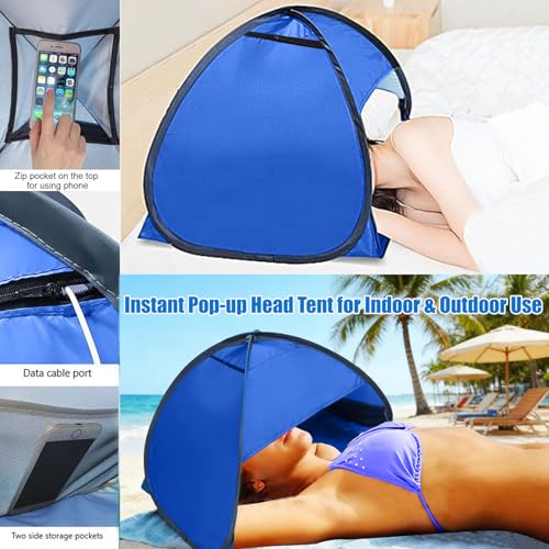 Mini Pop Up Beach Tent, Automatic Instant Mini Dog Tent for Dog Shade & Head Canopy, Laptop Shade for Working Outside, Portable Lightweight Mini Pop Up Canopy for Camping Hiking Picnic (Blue) - color: Blue