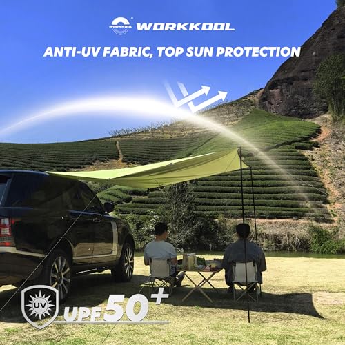 Awning Tarp for Camping,Tailgate Awnings & Shelters for Sun Shade and Waterproof, Outdoor Rear&Side Vehicle Awning Shelter for Van, MPV, Campers(10 * 6.56ft,Green) - color: GREEN