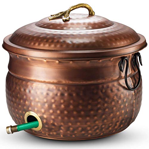 Decorative Garden Hose Pot Holder and Lid 16x16x12 | Hose Container Pot Outdoor or Indoor Use | Expandable Water Hose Storage | Holds Up to 100 ft Hose - Handmade