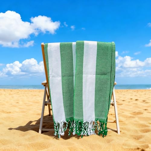 12 Pack Turkish Beach Towel 36"x71" Extra Large Beach Towels Sand Free Bath Towels Adults Lightweight Quick Dry Pool Towels Green - color: Green, size: 12 Pack