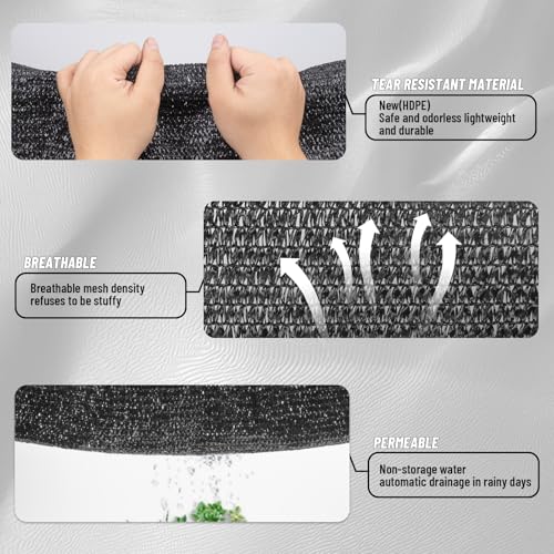 Cool Area 90% Sun Shade Cloth Mesh Tarp with Grommets for Plant Cover 6.5x16.5ft Patio Canopy Garden Pergola Greenhouse Car Barn Kennel Black - color: 90% Shade-Black, size: 6.5FTx16.5FT