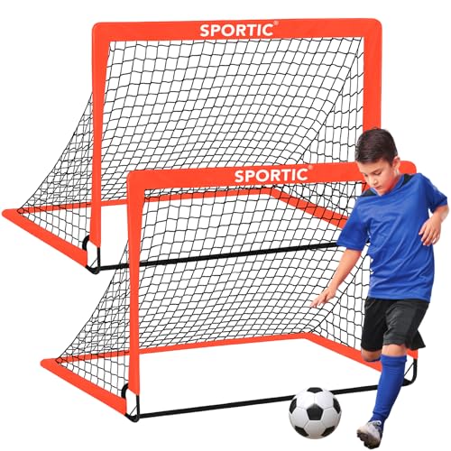 2 Pack 4' x 3' Soccer Goal Net Set, Pop Up Kids Practice Soccer Goals for Indoor and Outdoor.Portable Soccer Net with Carrying Bag & Ground Pegs, Perfect for Backyard, Field, Court - color: Orange