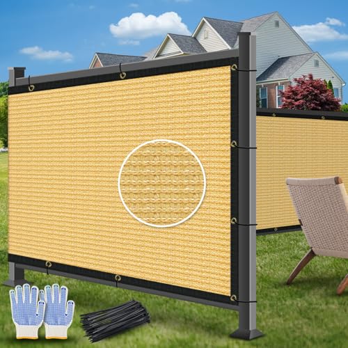 AOSION 6' x 50' Privacy Screen Fence, Heavy Duty 180 GSM Fencing Mesh Net Cover for Outdoor Wall Garden Yard Chain Link, – Easy Installation, UV-Resistant, Fence Privacy with Gloves & Zip Ties, Beige - size: 6' x 50' Beige