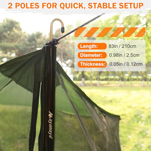Screen House for Hammock with Tarp Poles, AYAMAYA Large Size 18 x 11 FT Camping Tarp with Mosquito Net, Portable Hammock Tent Rainfly with Bug Net for Picnics Backyards Backpacking Camping Beach