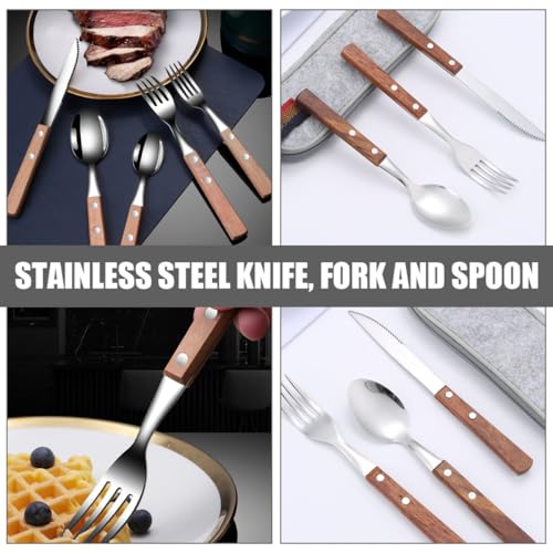 Stainless Steel Fork Knife Spoon Set with Gray Carrying Bag, Reusable Camping Flatware Utensils for Outdoor Picnic and Travel