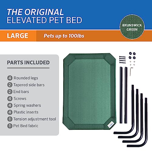 Gale Pacific Coolaroo The Original Cooling Elevated Dog Bed, Indoor and Outdoor, Large, Brunswick Green, 51.00" x 31.50" x 8.00" - color: Brunswick Green, style: Large Dog Bed