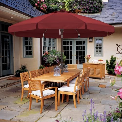 ABCCANOPY 9ft Scalloped Patio Umbrella, Outdoor Table Umbrella with Tilt and Crank, Fiberglass Ribs Deck Umbrella for Patio, Pool, Garden, Picnic (Burgundy) - color: Burgundy, size: 9ft