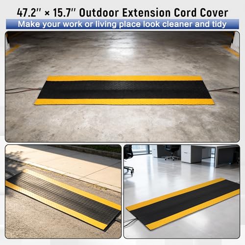 Rubber Cord Cover Mat 47.2in Cable Protector Mat Heavy Duty Grip Cord Hider to Avoid Cable Trips