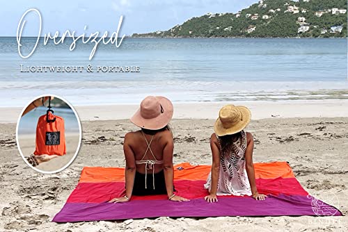 BINDLE Eco-Beach Blanket 84"x80" Large, Recycled Lightweight Material, Sand Free Water Resistant Sandproof, Oversized Portable Picnic Mat for Outdoors Camping Travel, Sunset Vibes - color: Sunset Vibes, size: L-7'x7' (1-4 persons)