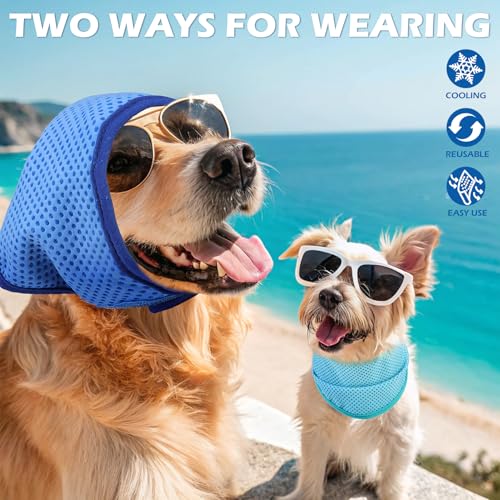 EXPAWLORER Dog Cooling Bandana - 2 Pack Instant Cooling Dog Bandanas, Chill Out Pet Cool Scarf Summer Essentials Ice Neck Cooler Wrap, Prevent Sunstroke for Small Medium Large Dogs, Navy Green XL - color: Navy & Green, size: X-Large