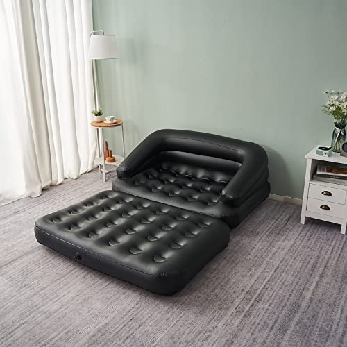 Inflatable Couch Air Sofa Bed, Blow Up Sofa for Camping Waterproof, Black - color: Black
