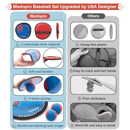 Toss and Catch Ball Game, Kids Toddler Baseball Glove & Catch Ball Toys, Outdoor Games for Family, Toys for Beach Yard Pool Outside, Birthday Easter Gift for Ages 3 4 5 6 7 8-12 Year Old Boys Girls - color: Red and Blue