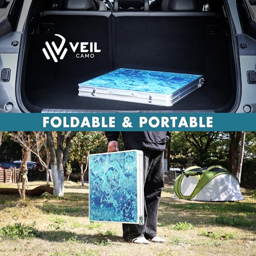 VILLEY Folding Camping Table 4FT, Large Portable Aluminum Table with Adjustable Height, Foldable Lightweight Picnic Table with Carry Handle for Camping, BBQ, Outdoor & Indoor Activities - size: 47.2" x 23.6"(3 Height)