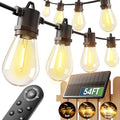 addlon 54FT(48+6) Solar String Lights Outdoor Waterproof with USB Charging & Remote Control - Dimmable Solar Power Patio Lights with LED Bulbs for Porch, Garden, Yard, Market, Bistro - Last for 20+Hrs - size: 48+6FT(16 Sockets)