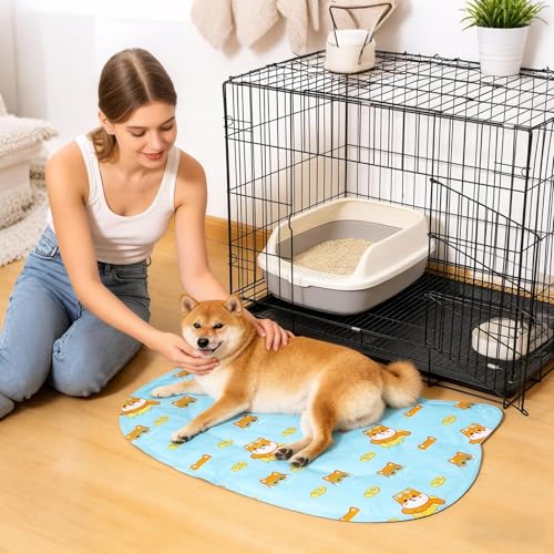 Cat Cooling Mat, Adorable Animal Patterns, 45x34x2cm, Cool Pet Pad, Self-Cooling Pressure Activated Mat, Adorable Heat Relief, for Living Room Bedroom Windowsill Road Trip Vacation - color: puppy