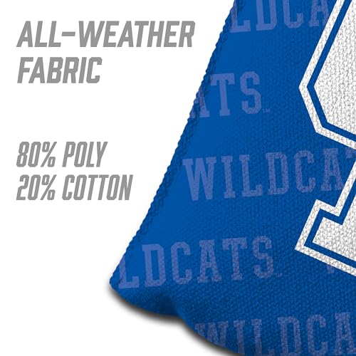 YouTheFan Officially-Licensed NCAA Set of 4 Cornhole Bags - All Weather Regulation 6” x 6” Size - 16oz Weight - Designed in USA - color: Kentucky Wildcats - Blue