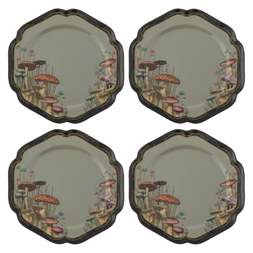 Karma, 8.75 inches Melamine Salad Plates Set of 4, Reusable Dishwasher Safe Plates for Outdoor and Indoor, Midnight Meadow - color: Midnight Meadow