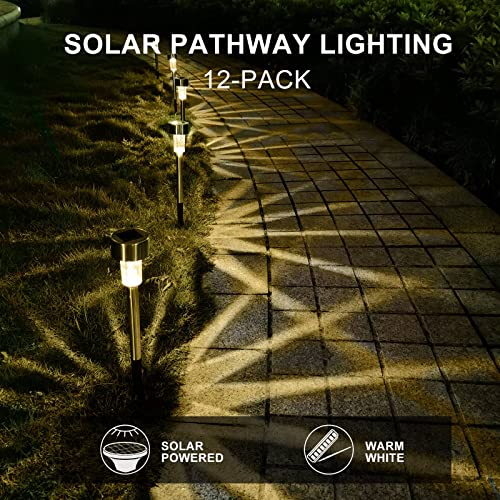 Dream Master Solar Lights Outdoor Waterproof, Stainless Steel LED Landscape Lighting, Solar Garden Lights, Outdoor Decorations for Yard, Pathway, Walkway, Patio, Lawn - 16 Pack (Warm White) - color: Warm White, size: 16 Pack