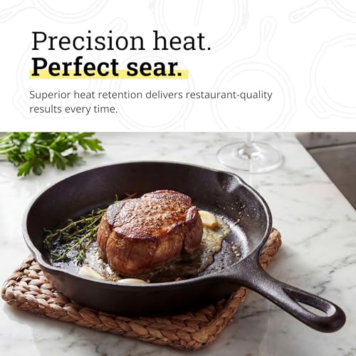 Lodge Seasoned Cast Iron Skillet 6.5 Inches - PFAS-Free, Non-Toxic Cookware - Use with an Oven, Stove, Grill, or Campfire - Naturally Non-Stick & Oven Safe - size: 6.5 Inch (1 Count)