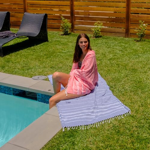 WETCAT Turkish Beach Towel Oversized (38"x71") 100% Turkish Cotton, Made in Turkey - Sand Free, Extra Large, Ultra Soft, Quick Drying, Compact & Lightweight for Travel - Denim Blue - color: Denim Blue, size: Beach Towel (38" x 71")