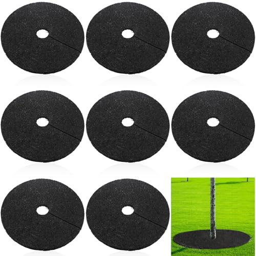 Peryiter 6 Pcs Rubber Mulch Tree Ring, Heavy Duty Rubber Mulch Mat, Tree Protector Weed Barrier Mats, Round Root Barrier for Root Protection Weed Grass Control (30 Inches) - style: 30 Inches