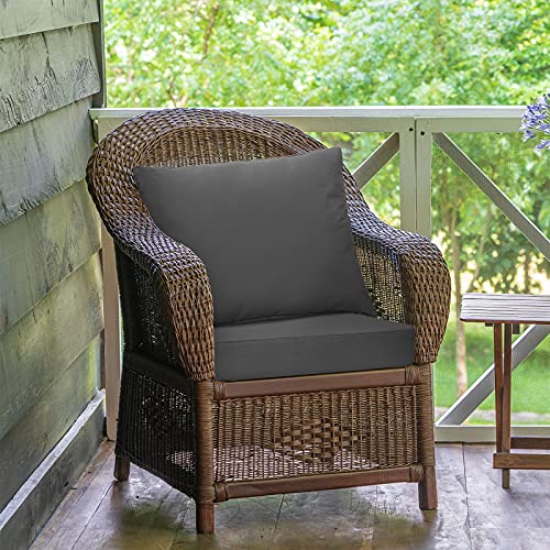 Giantex Patio Cushion Set, Deep Seat and Back Cushion, Outdoor Chair Pads with Ties, Cushion Replacement for Patio Furniture, Waterproof and High Resilient, 6 Inch Thick Indoor Floor Cushion - color: Grey