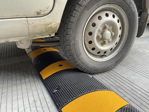 Rubber Speed Bump 6 Feet Rubber Driveway Modular Heavy Duty Speed 72.4 x 12 x 2.4 Inch Cable Protector Ramp for Garage Gravel Roads Asphalt Concrete, 6Ft-Speed Bump (2 pack 6ft speed hump) - color: 2 pack 6ft speed bump