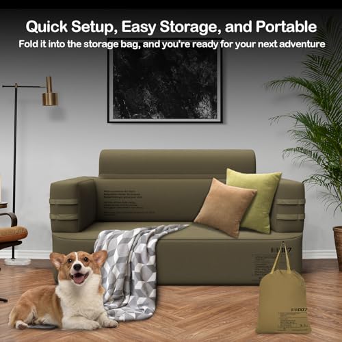 Luxchoice Inflatable Couch Multifunctional Durable Inflatable Sofa with Built in Pump Inflatable Furniture Portable Blow Up Couch for Camping Backyard Outdoor Glamping Inflatable Chair Movie Loveseat - size: Loveseat