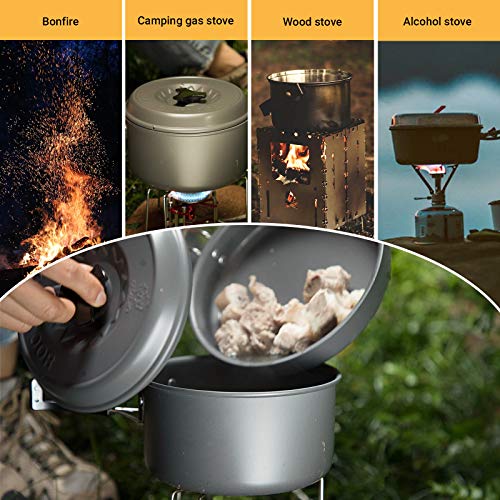 Bulin 24/13/11/8PCS Camping Cookware pots and Pans Backpacking Cooking Set Lightweight Cookware Mess kit Outdoor Cook Gear for Family Hiking Picnic - color: BLACK-13PCS