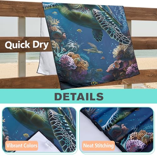 Sea Turtle Beach Towel Oversized 36" x 72", Thin Lightweight Sand Free Quick Dry Microfiber Towel for Swimming Pool Cruise Camping Travel - color: Color_6