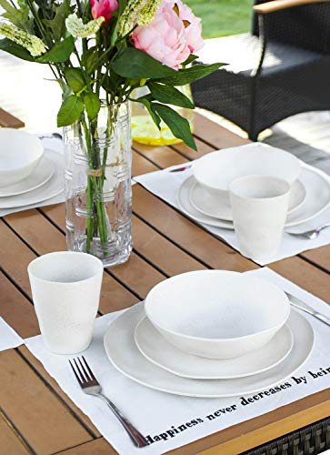 Morgiana Bamboo Dinnerware Set, 8-Pieces Reusable Tableware Set Eco-Friendly Bamboo Fiber Plates, Cups, Bowls for 2 Person (White) - color: Beige